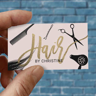 Hair Stylist Gold Typography Beauty Salon Business Card