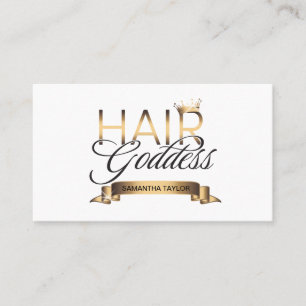 Hair stylist gold typography crown hairdresser bus business card