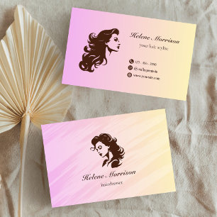 Hair Stylist Gradient Pink Modern Business Card