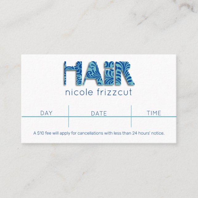 Hair stylist hair salon appointment business card (Front)