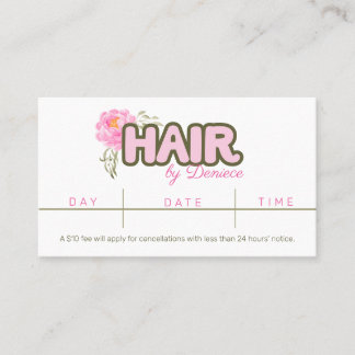 Hair stylist hair salon appointment business card