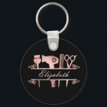 Hair stylist Hair Salon Monogram Rose Gold   Key Ring<br><div class="desc">This design may be personalised in the area provided by changing the photo and/or text. Or it can be customised by clicking Personalise this Template and then choosing the click to customise further option and delete or change the colour of the background, add text, change the text colour or style,...</div>