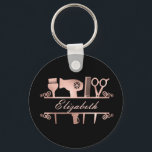 Hair stylist Hair Salon Monogram Rose Gold   Key Ring<br><div class="desc">This design may be personalised in the area provided by changing the photo and/or text. Or it can be customised by clicking Personalise this Template and then choosing the click to customise further option and delete or change the colour of the background, add text, change the text colour or style,...</div>