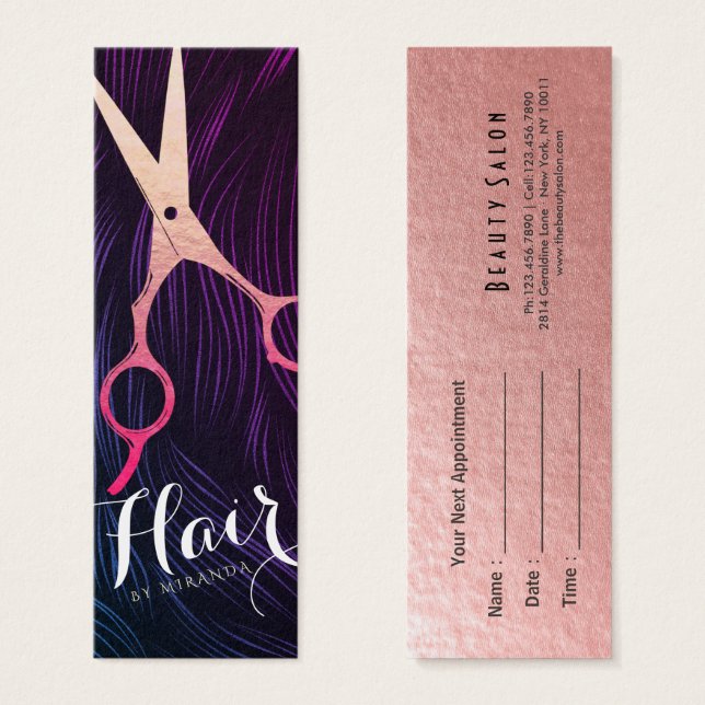 Hair Stylist Hairdresser Beauty Rose Gold Scissors (Front & Back)