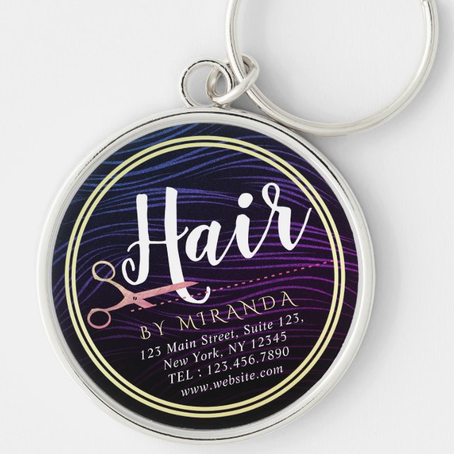 Hair Stylist Hairdresser Beauty Rose Gold Scissors Key Ring (Front)