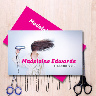 Hair Stylist Hairdresser  Pink Stylish Modern Business Card