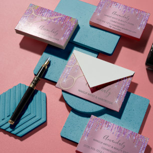 Hair Stylist Hairdresser Rose Glitter Scissors Business Card