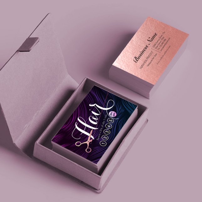 Hair Stylist Hairdresser Rose Gold Scissor Loyalty Card (Creator Uploaded)