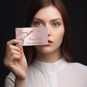 Hair Stylist Hairdresser Rose Modern Scissors Business Card