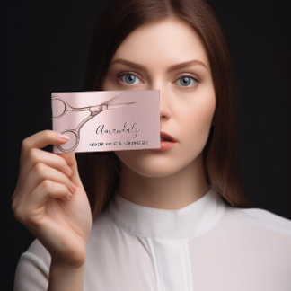 Hair Stylist Hairdresser Rose Modern Scissors Business Card