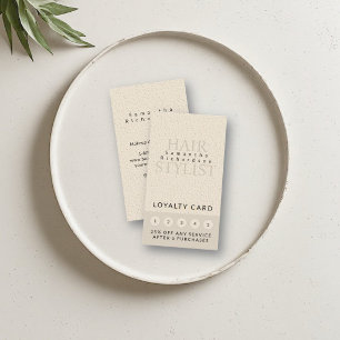 Hair Stylist Hairdresser Salon Beige Boho Loyalty Card
