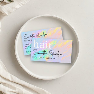 Hair Stylist Hairdresser Salon Holographic Rainbow Business Card