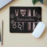 Hair Stylist Hairdresser Salon Rose Gold Custom Mouse Pad<br><div class="desc">This design was created though digital art. It may be personalized in the area provide or customizing by choosing the click to customize further option and changing the name, initials or words. You may also change the text color and style or delete the text for an image only design. Contact...</div>