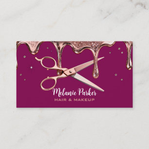 Hair Stylist Hairdresser Scissors Rose Drips  Business Card