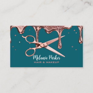 Hair Stylist Hairdresser Scissors Rose Drips  Business Card