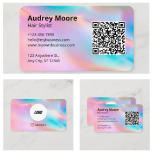 Hair Stylist Hairdressers Logo QR Code Salon Business Card
