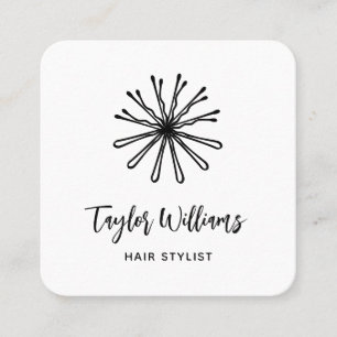Hair Stylist Hairstylist Hairdresser Bobby Pins Square Business Card