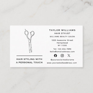 Hair Stylist Hairstylist Hairdresser Social Media Business Card