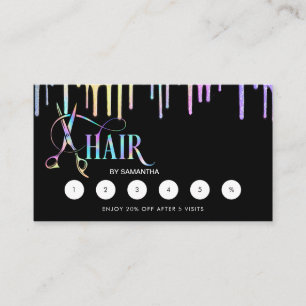 Hair stylist holographic discount hair scissors business card
