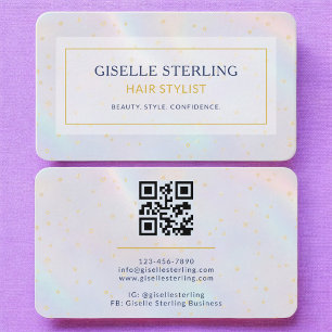 Hair Stylist Holographic QR Code Business Card