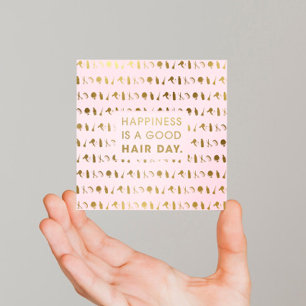 Hair Stylist Icons   Chic Modern Pink Gold Foil Square Business Card