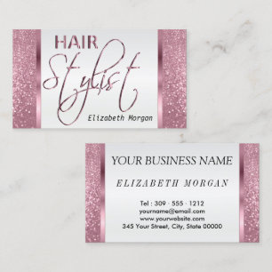 Hair Stylist in a Pink Glitter Business Card