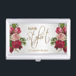Hair Stylist in a White Glitter and Floral Business Card Holder<br><div class="desc">Business Card Holder ready for you to personalise. Matching Business Cards are available. ⭐This Product is 100% Customisable. Graphics and text can be deleted, moved, resized, changed around, rotated, etc... ⭐99% of my designs in my store are done in layers. This makes it easy for you to resize and move...</div>