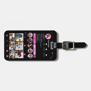 Hair Stylist Instagram Makeup Artist Chic QR Pink Luggage Tag