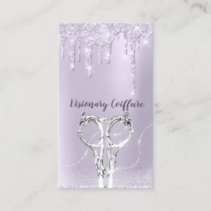 Hair Stylist Lavender Drip Glitter Coiffure Business Card