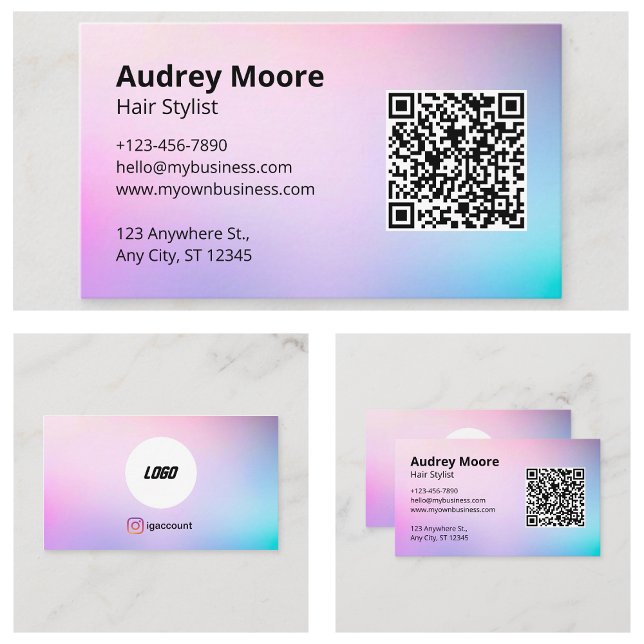 Hair Stylist Logo QR Hair Salon Business Card (Hair Stylist Logo QR Hair Salon Business Card
)