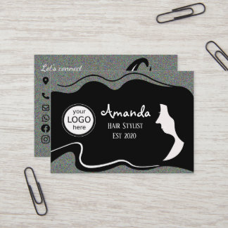 Hair Stylist Long Black Hair  Business Card