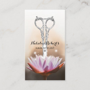 Hair Stylist Lotus Flower & Scissor Beauty Salon Appointment Card