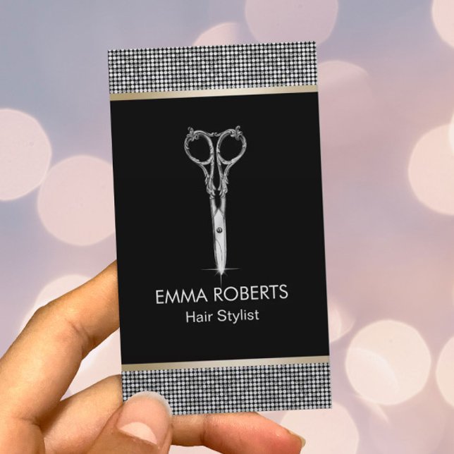 Hair Stylist Luxury Glitter Border Appointment Card (Creator Uploaded)