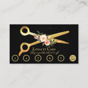 Hair Stylist Luxury Gold Scissors Loyalty Card