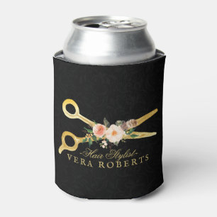 Hair Stylist Luxury Gold Scissors Personalised Can Cooler
