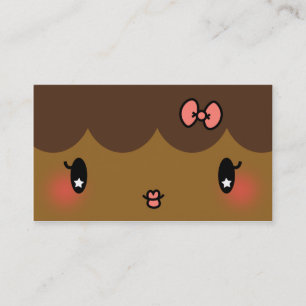 hair stylist makeup artist adorable cartoon girl business card