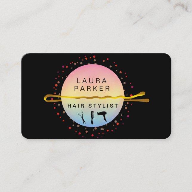 Hair Stylist Makeup Artist Bobby Pins Salon Pink Business Card (Front)