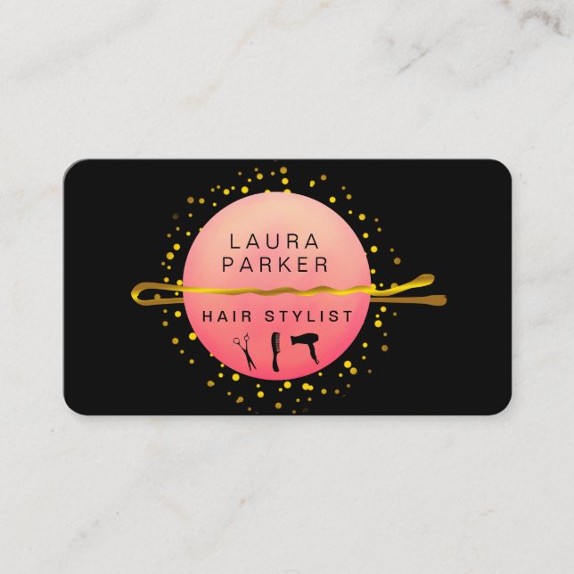 Hair Stylist Makeup Artist Bobby Pins Salon Pink Business Card (Front)