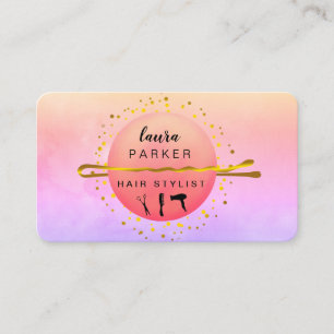 Hair Stylist Makeup Artist Salon Pink  Rainbow  Business Card