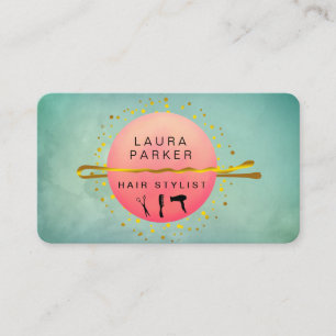 Hair Stylist Makeup Artist Salon Teal Blue Vintage Business Card