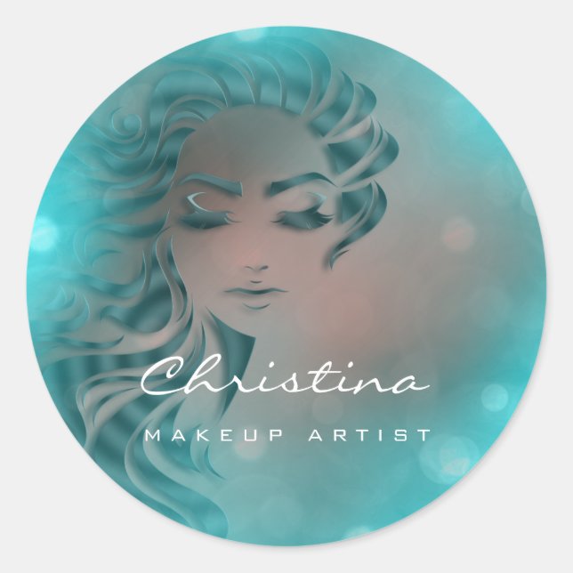 Hair Stylist Makeup Artist Water  Eyelash Rose Classic Round Sticker (Front)