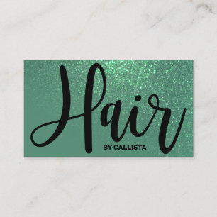 Hair Stylist Mermaid Teal Glitter Typography Business Card