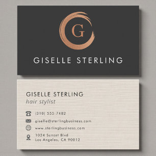 Hair Stylist Metallic Minimalist Rose Gold Business Card