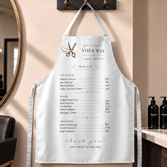 Hair Stylist Minimal White Scissors Editable Apron (Hair Stylist Minimal White Scissors Editable Apron)