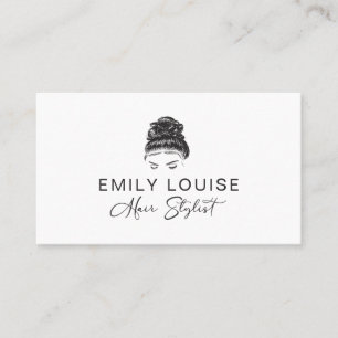 Hair Stylist Minimalist Black White Business Card