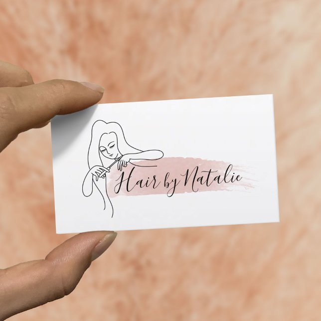 Hair Stylist Minimalist Drawing Beauty Salon Business Card (Creator Uploaded)