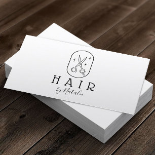 Hair Stylist Minimalist Hand-Drawn Scissor Logo Business Card