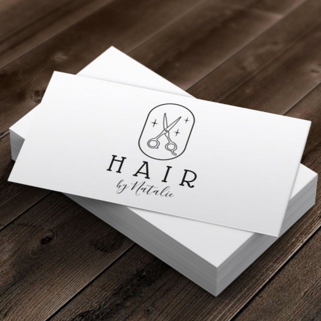 Hair Stylist Minimalist Hand-Drawn Scissor Logo Business Card (Creator Uploaded)