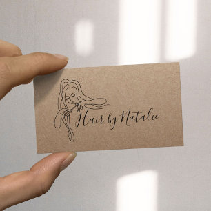 Hair Stylist Minimalist Rustic Kraft Beauty Salon Business Card