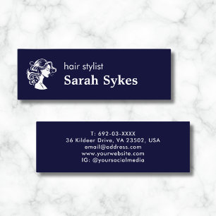 Hair Stylist Minimalist Scissor Salon Navy Blue Mini Business Card